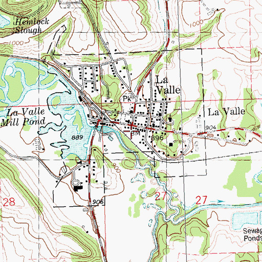 Topographic Map of La Valle Fire Department, WI
