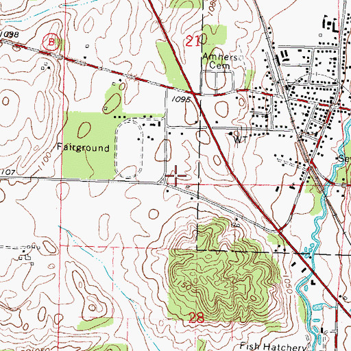 Topographic Map of Amherst Fire District Fire and Rescue, WI