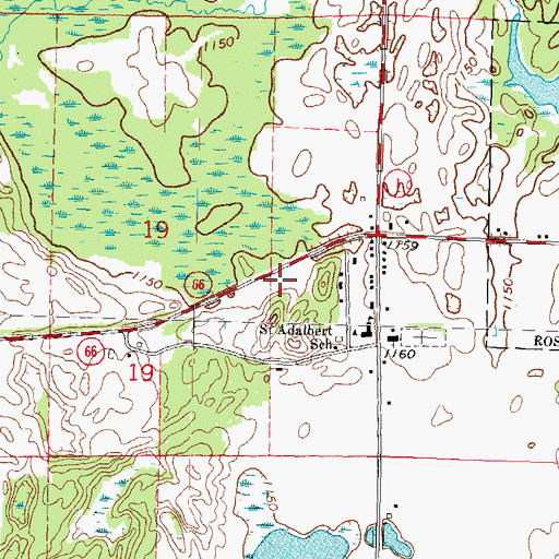 Topographic Map of Rosholt Fire Department, WI