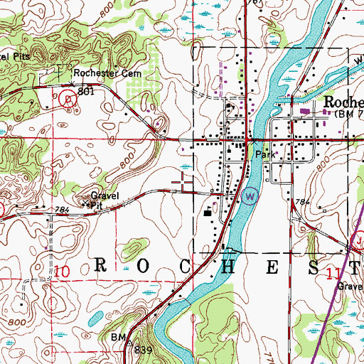 Topographic Map of Rochester Volunteer Fire and Rescue Company, WI