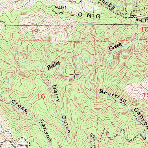 Topographic Map of Beartrap Canyon, CA