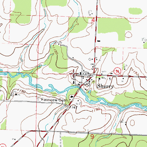 Topographic Map of Sherry Township Fire Department, WI
