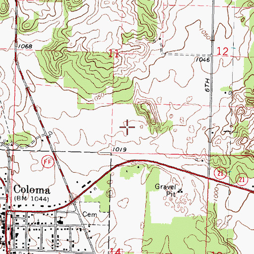 Topographic Map of Coloma Volunteer Fire Department, WI