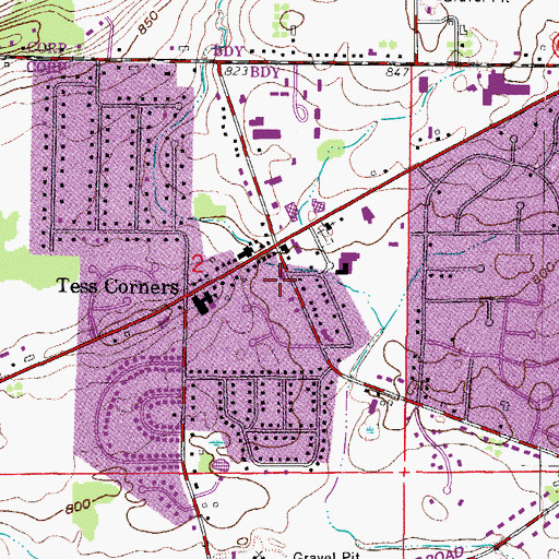 Topographic Map of Tess Corners Volunteer Fire Department Station 1, WI
