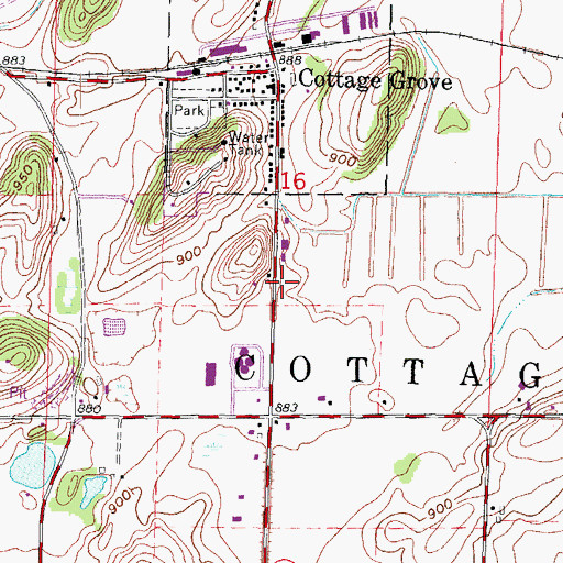 Topographic Map of Cottage Grove Volunteer Fire Department, WI