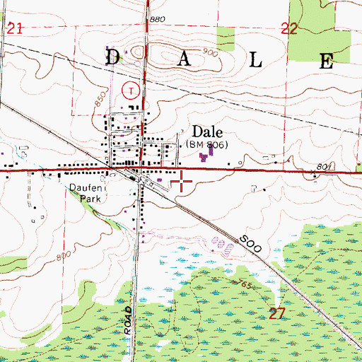 Topographic Map of Dale Fire and Rescue, WI