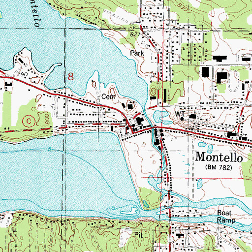 Topographic Map of Montello Fire District, WI