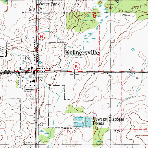 Topographic Map of Kellnersville Volunteer Fire Department, WI