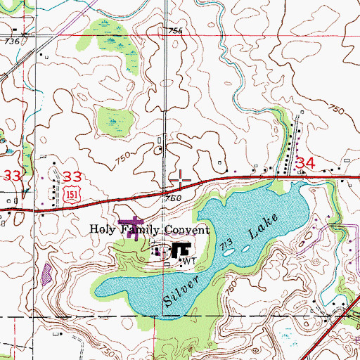 Topographic Map of Silver Creek Volunteer Fire Department 2, WI