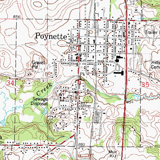 Topographic Map of Poynette - Dekorra Fire Department and Emergency Medical Services, WI