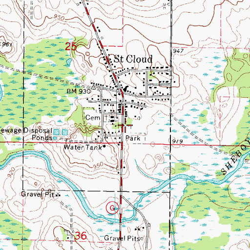 Topographic Map of Saint Cloud Volunteer Fire Department, WI