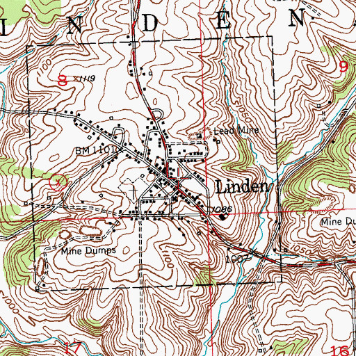 Topographic Map of Linden Volunteer Fire Department, WI