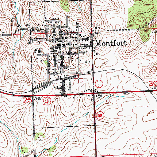 Topographic Map of Montfort Volunteer Fire Department, WI