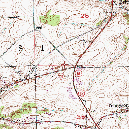 Topographic Map of Potosi Volunteer Fire Department, WI