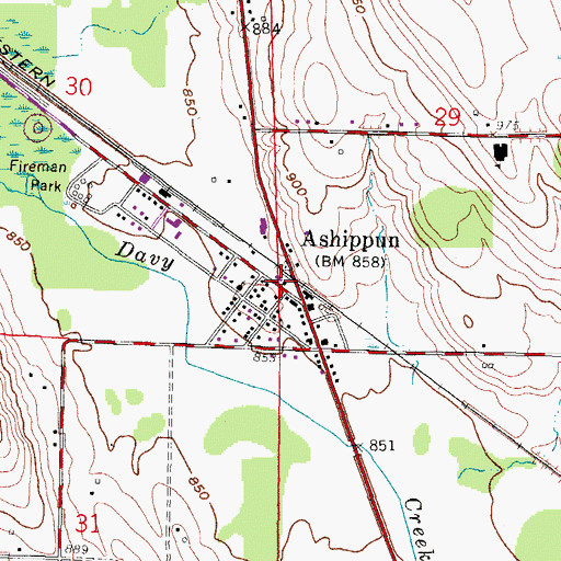 Topographic Map of Ashippun Volunteer Fire Department Station 1, WI