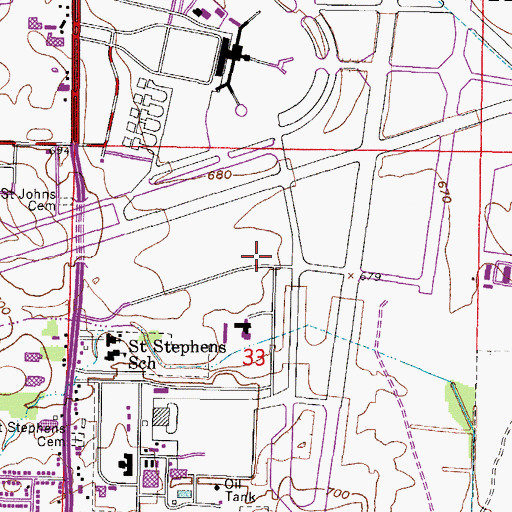Topographic Map of Milwaukee County Airport Fire Department, WI