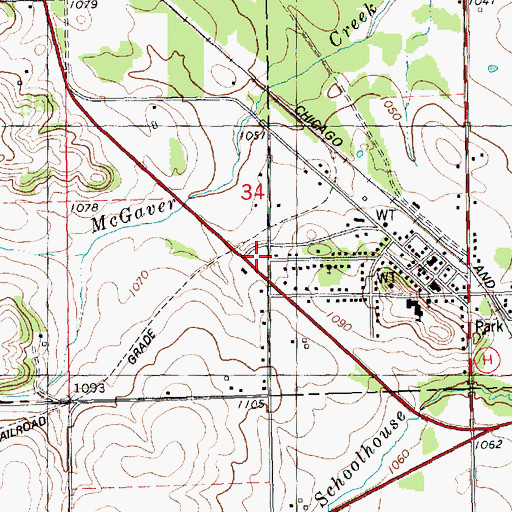 Topographic Map of Fairchild Fire Protection District, WI