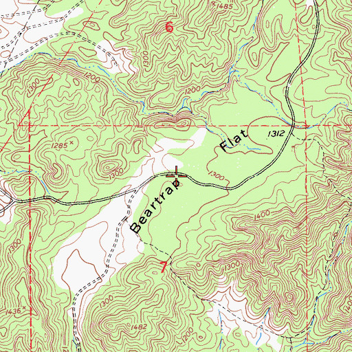 Topographic Map of Beartrap Flat, CA