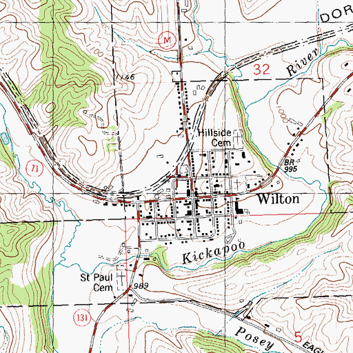 Topographic Map of Wilton Volunteer Fire Department, WI