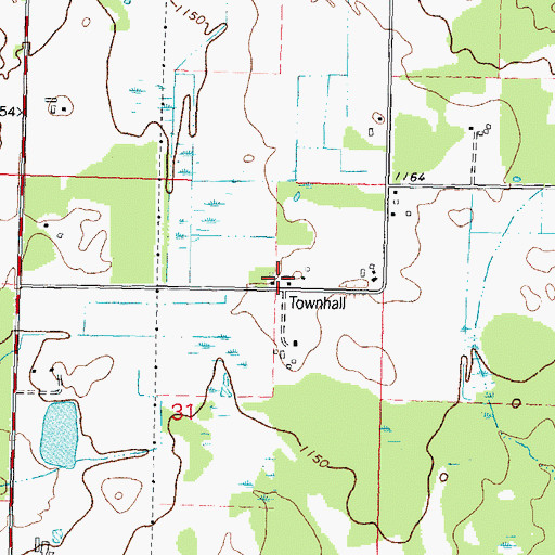 Topographic Map of Dewey Township Volunteer Fire Department, WI
