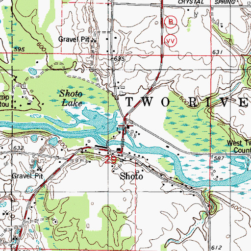 Topographic Map of Two Rivers Volunteer Fire Department, WI