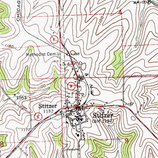 Topographic Map of Stitzer Volunteer Fire Department, WI