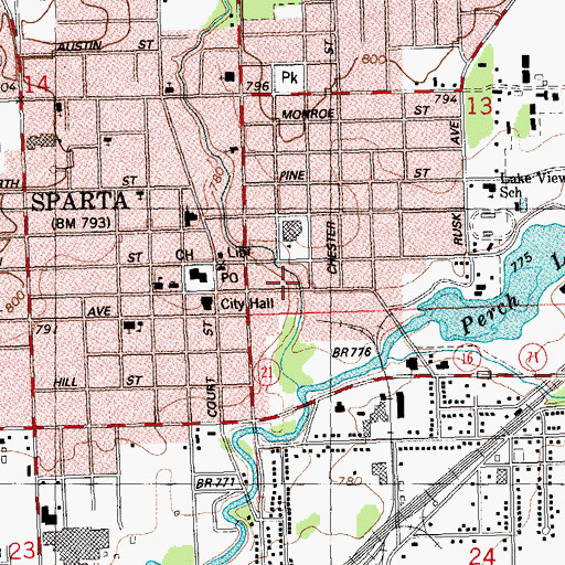 Topographic Map of Sparta Rural Fire Department, WI