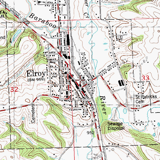 Topographic Map of Elroy Area Fire Department and Ambulance, WI