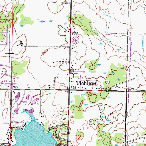 Topographic Map of Tichigan Volunteer Fire Department, WI