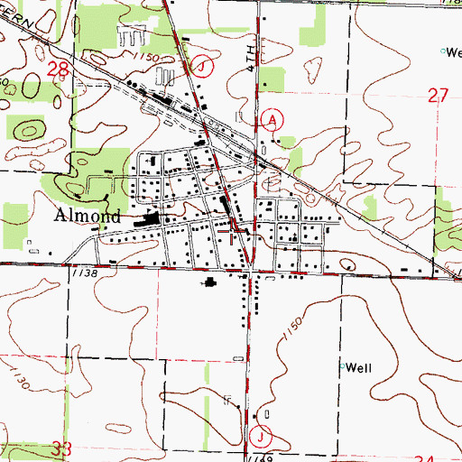 Topographic Map of Almond Volunteer Fire Department, WI