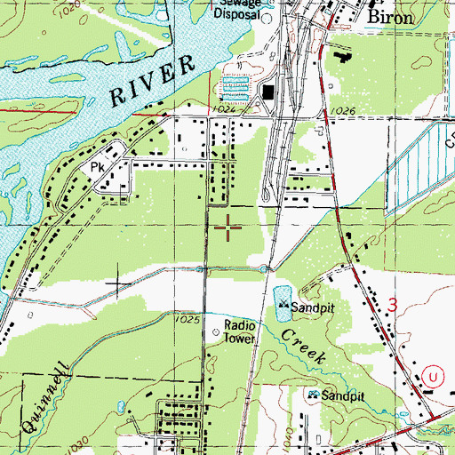 Topographic Map of Biron Volunteer Fire Department, WI