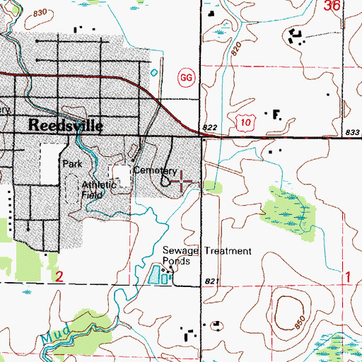 Topographic Map of Reedsville Fire Department, WI