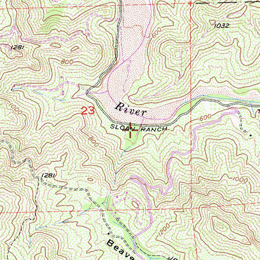 Topographic Map of Beaver Hollow, CA