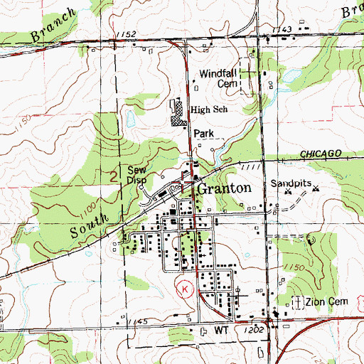 Topographic Map of Granton Volunteer Fire Department, WI