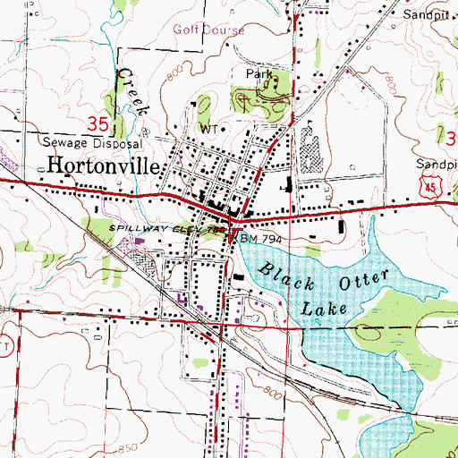 Topographic Map of Hortonville Hortonia Fire Department, WI