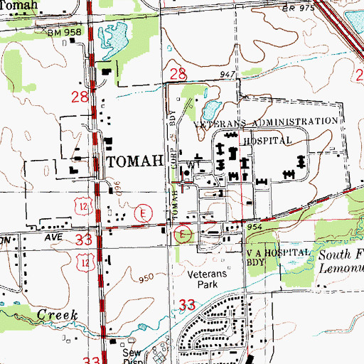 Topographic Map of Veterans Affairs Fire Department, WI