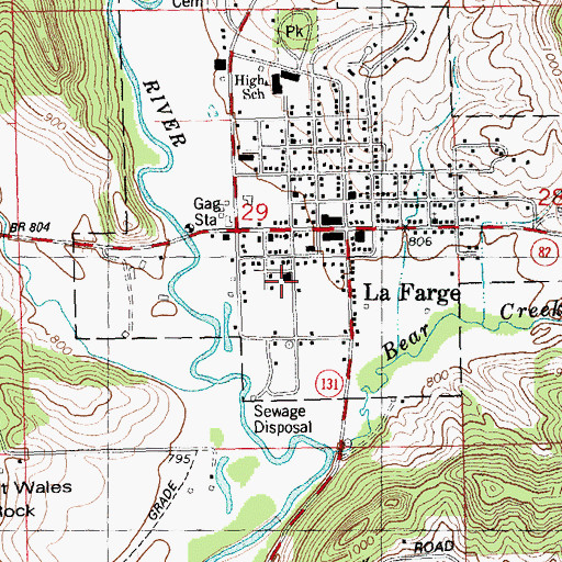 Topographic Map of La Farge Fire Department, WI