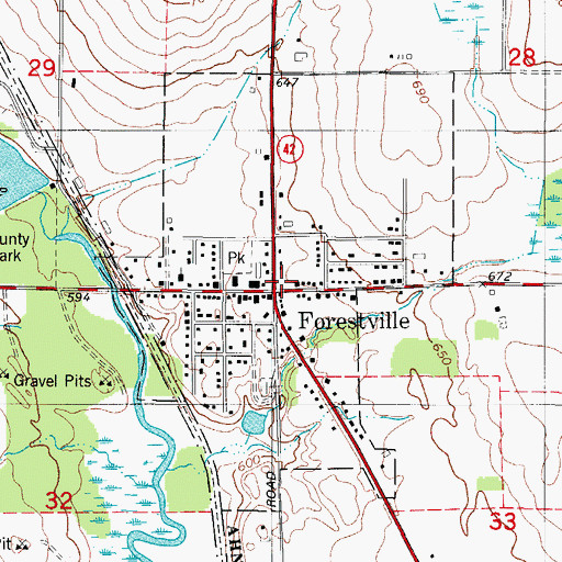 Topographic Map of Southern Door Volunteer Fire Department, WI