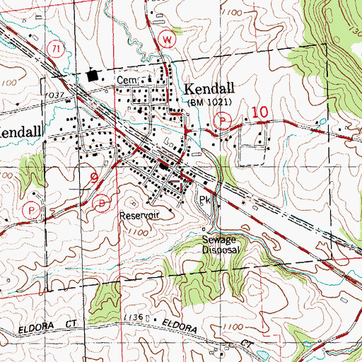 Topographic Map of Kendall Fire Department, WI