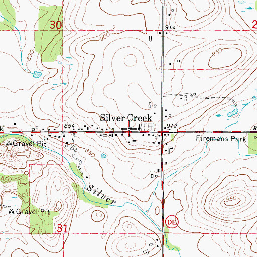 Topographic Map of Silver Creek Volunteer Fire Department, WI