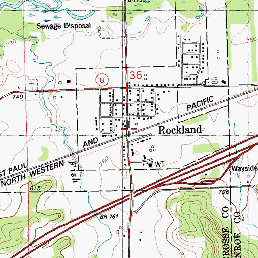 Topographic Map of Bangor - Burns Fire Department Rockland Station, WI