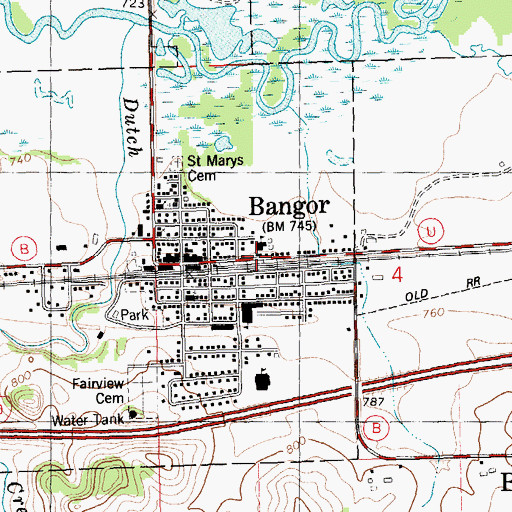 Topographic Map of Bangor - Burns Volunteer Fire Department, WI