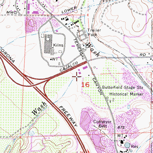 Topographic Map of Bedford Wash, CA