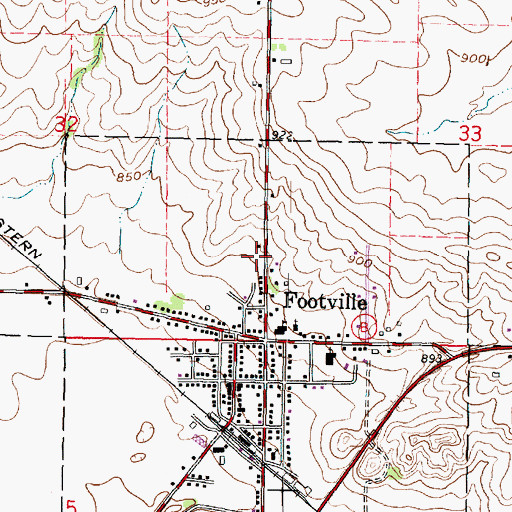 Topographic Map of Footville Community Fire Department and Emergency Medical Services, WI
