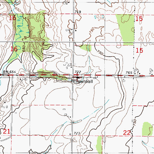 Topographic Map of Carlton Town Volunteer Fire Department, WI