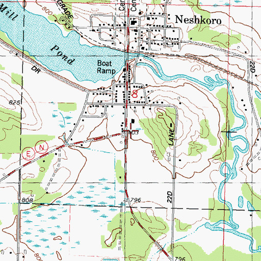 Topographic Map of Neshkoro Area Fire Protection District, WI