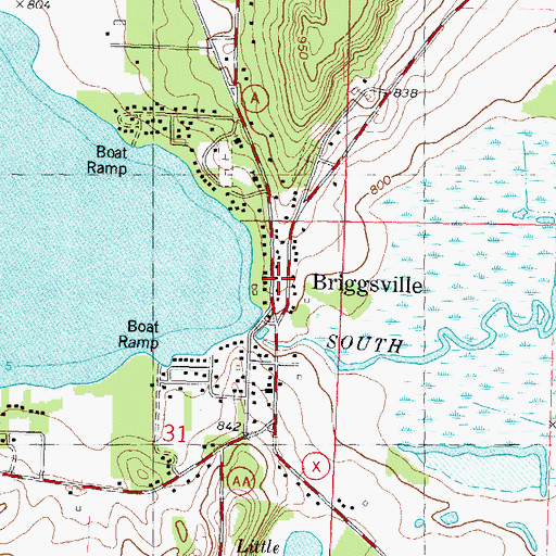 Topographic Map of Briggsville Volunteer Fire Company, WI