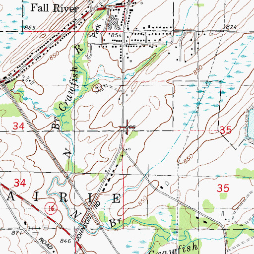 Topographic Map of Fall River Volunteer Fire Department, WI