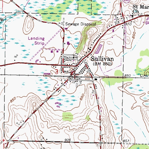 Topographic Map of Sullivan Volunteer Fire Department, WI