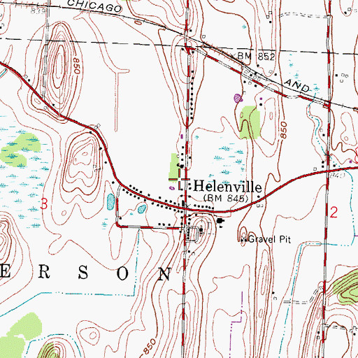Topographic Map of Helenville Volunteer Fire Department, WI